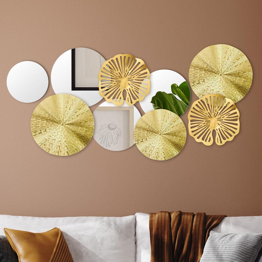 5366 9 Pcs Circle Mirrors Metal Home Decor Wall Decorative Modern Round